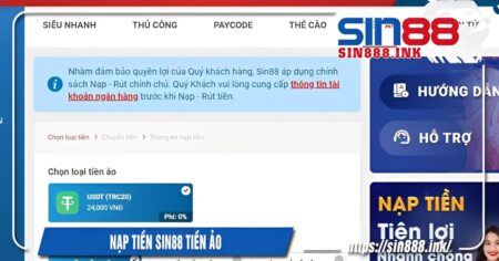 nạp tiền sin88 phương thức tiền ảo