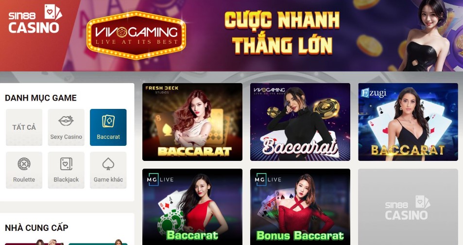 baccarat tại nhà cái sin88